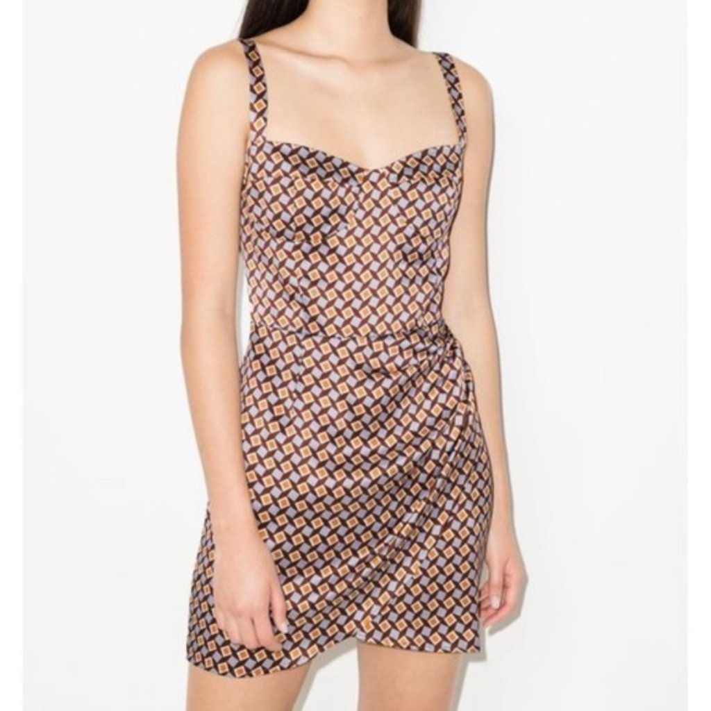 Reformation Fonda Dress In Plaza 100% Silk